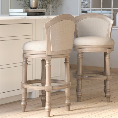 Tabouret de bar gris avec dossier pivotant à 180 degrés et dossier rembourré beige, hauteur de 31 pouces, pivotant confortable et confortable, hauteur de 43 pouces, confortable pour recevoir
