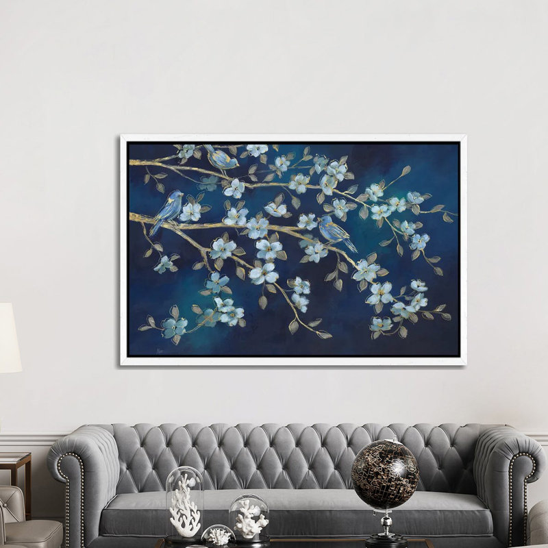 Bluebird Conference by Nan - Painting on Canvas, White Framed, 152.5 cm H x 101.5 cm W