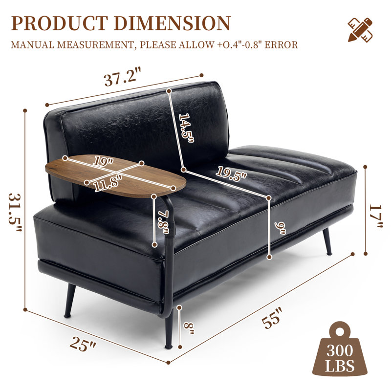 Boneless 55-Inch End of Bed Bench with 360° Swivel Tray & Side Table – Upholstered Storage Ottoman with Metal Legs for Bedroom, Living Room