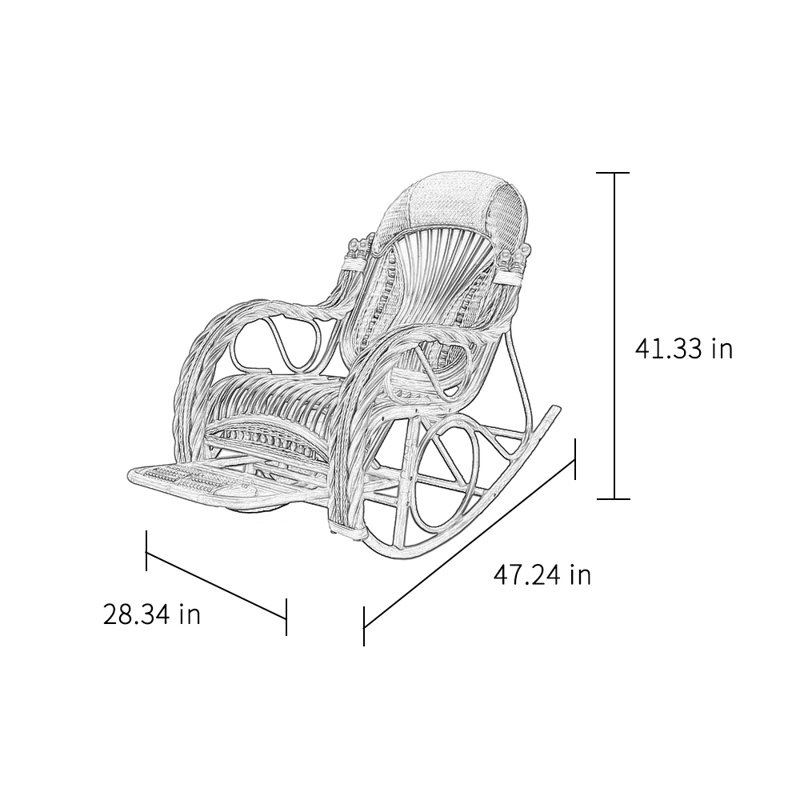 Chaise berçante en rotin naturel tissé