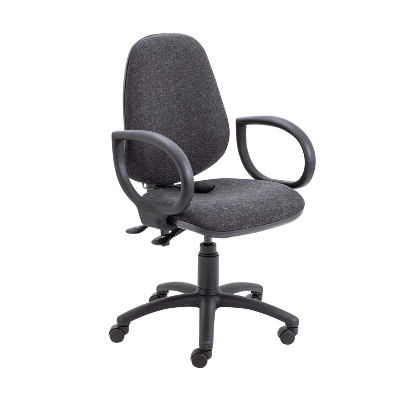 Bedford Desk Chair, Fixed, Charcoal Grey
