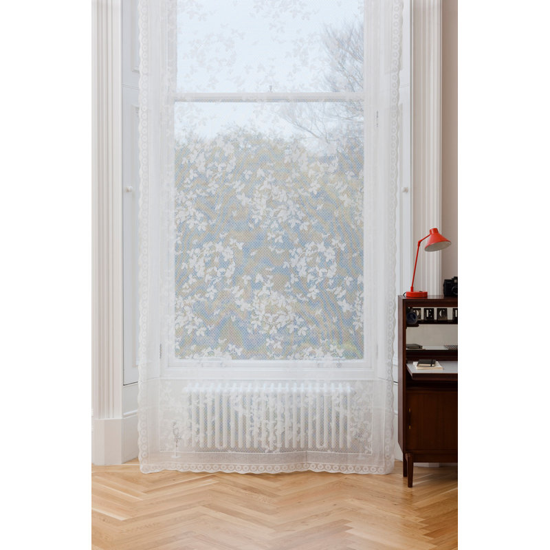 Cristieana Cotton Blend Sheer Single Curtain Panel, Ivory