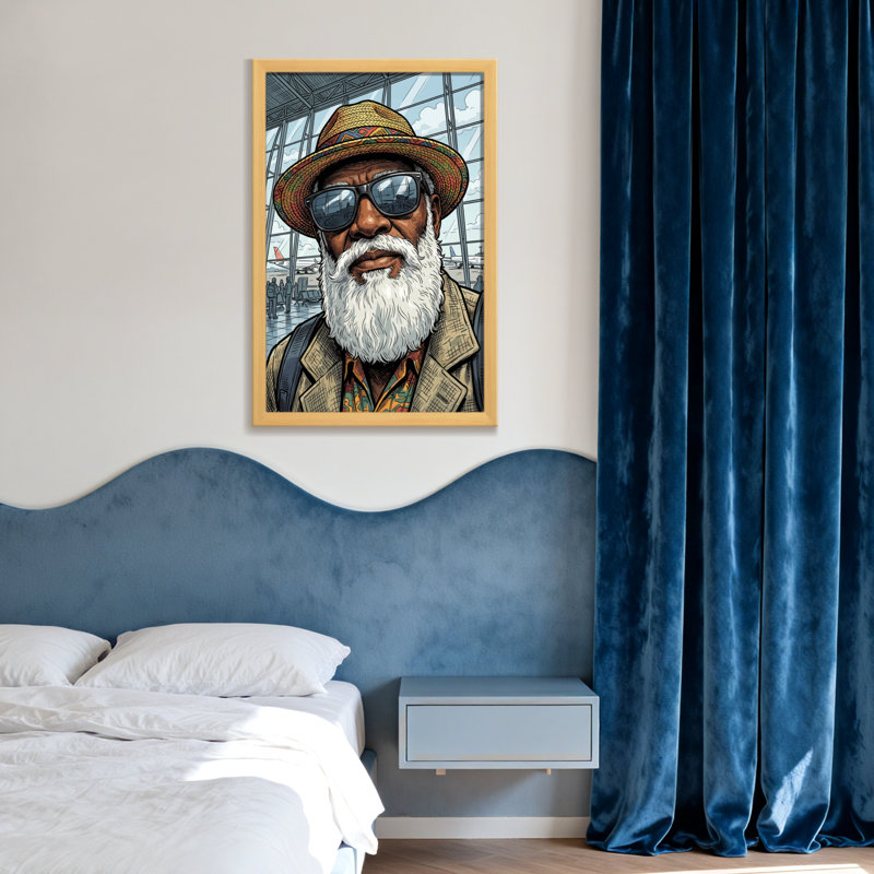 Chapeau de mode coloré avec lunettes de soleil sur fond de barbe blanche, Toile tendue, Ne s’applique pas, H 20 po x l 30 po