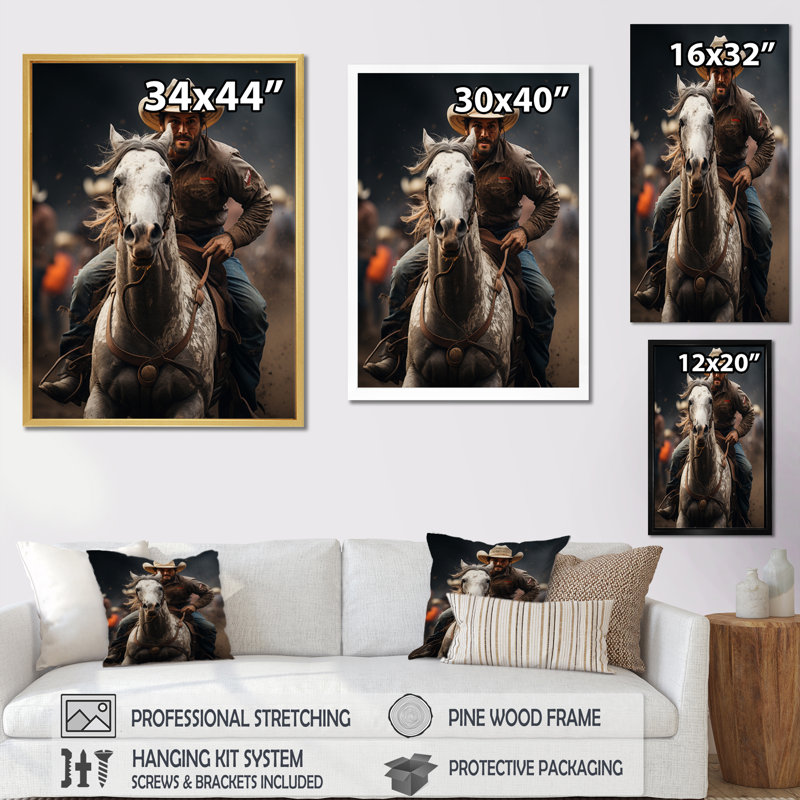Yodei Canada Calgary Rodeo I - impression, H 20 po x l 12 po x P 1 po, Cadre simple noir