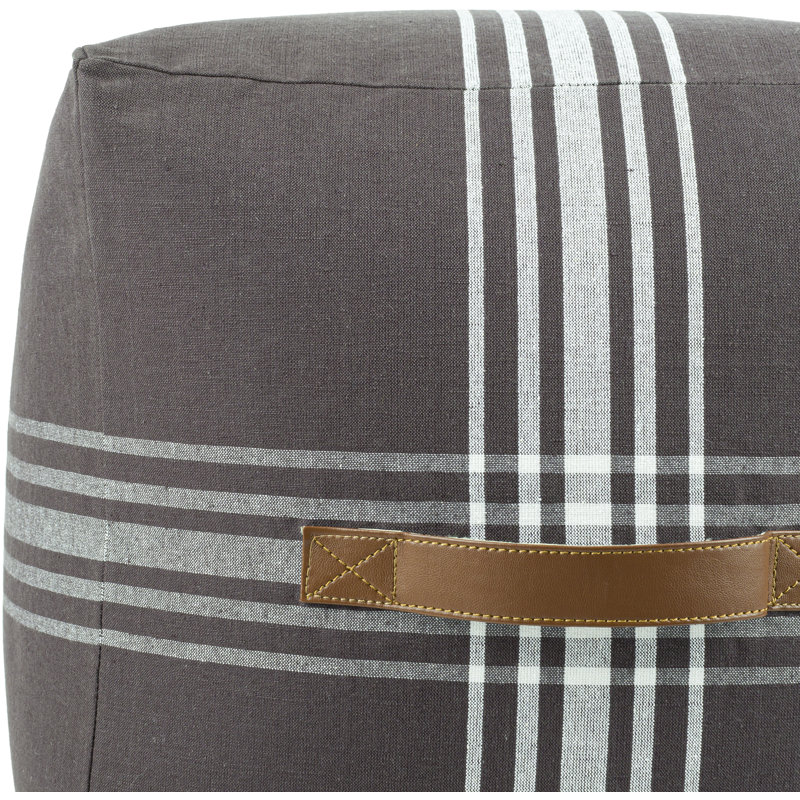 Olgrah Upholstered Pouf, Charcoal Cotton Blend