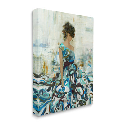 Détail d'une robe de chambre bleue détaillée par Lisa Ridgers - Peinture