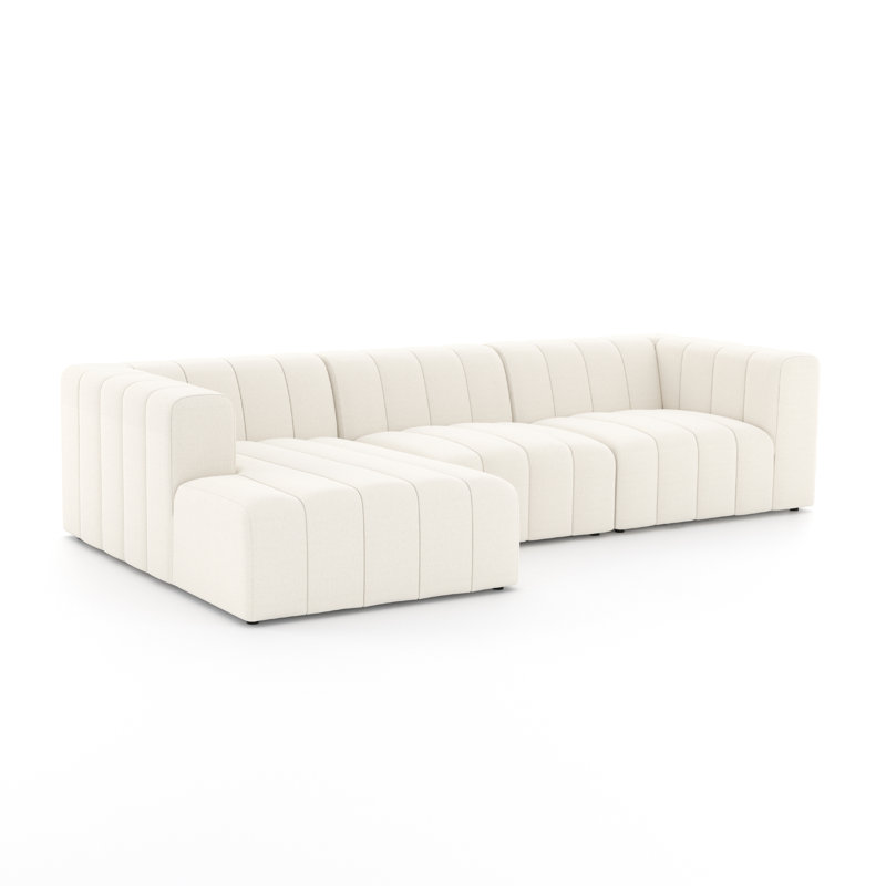 Langham Modular Chaise Sectional, Black, Saxon Charcoal Polyester Blend, Left Hand Facing