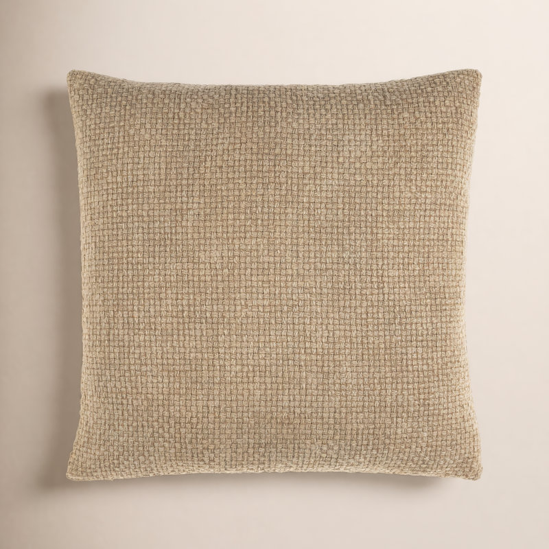 Oreiller carré 100% coton Clovis, Beige, 18" x 18", Duvet