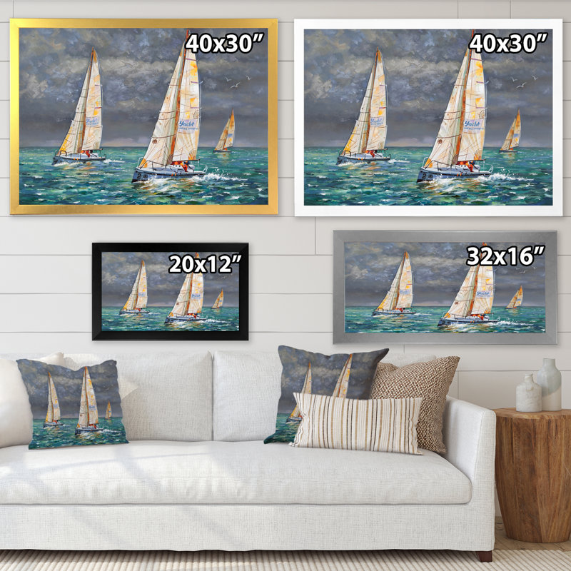 Regatta voiliers arrivant à la finition I - impression sur toile nautique et côtière, H 30 po x l 40 po