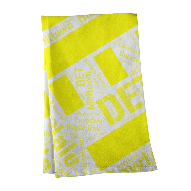 Cotton Tea Towel Kitchen Towel, Yellow, Detroit