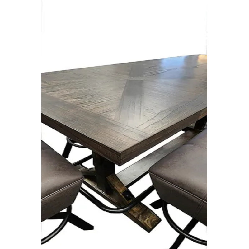 Jiada 6-Piece Counter Height Dining Set In Brown Wood Finish