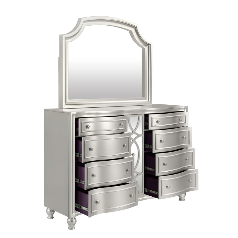 Commode en bois avec miroir Marila, gris