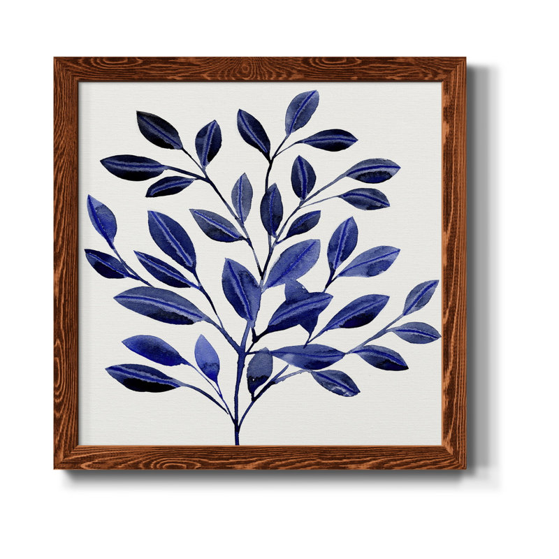 Deep Blue Branch II - Toile encadrée de qualité supérieure - prête à être accrochée, Cadre en érable