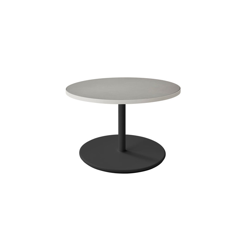 Go Outdoor Round Coffee Table, 17.4" H x 29.6" W x 29.6" L, Lava Gray/White/Light Gray