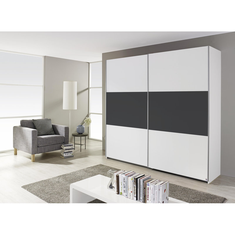 Borba BORBA 2 Sliding Door Wardrobe INCL. Delivery and Assembly, White / Black, 210cm H x 218cm W x 59cm D, White
