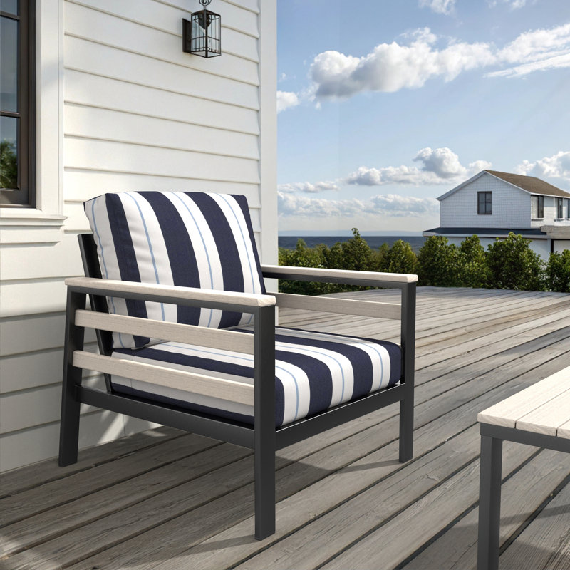 Chaise de patio avec coussins Sunbrella® Townsend, Sunbrella Relate Harbor, Blanc