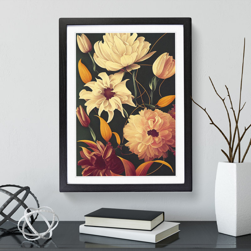 Assorted Flowers - Framed Print, 34cm H x 25cm W x 2cm D, Black Framed