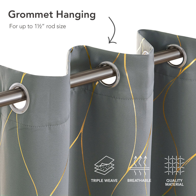 Valmar Blackout Curtain Pair, Width 168 x Drop 183cm, Light Grey