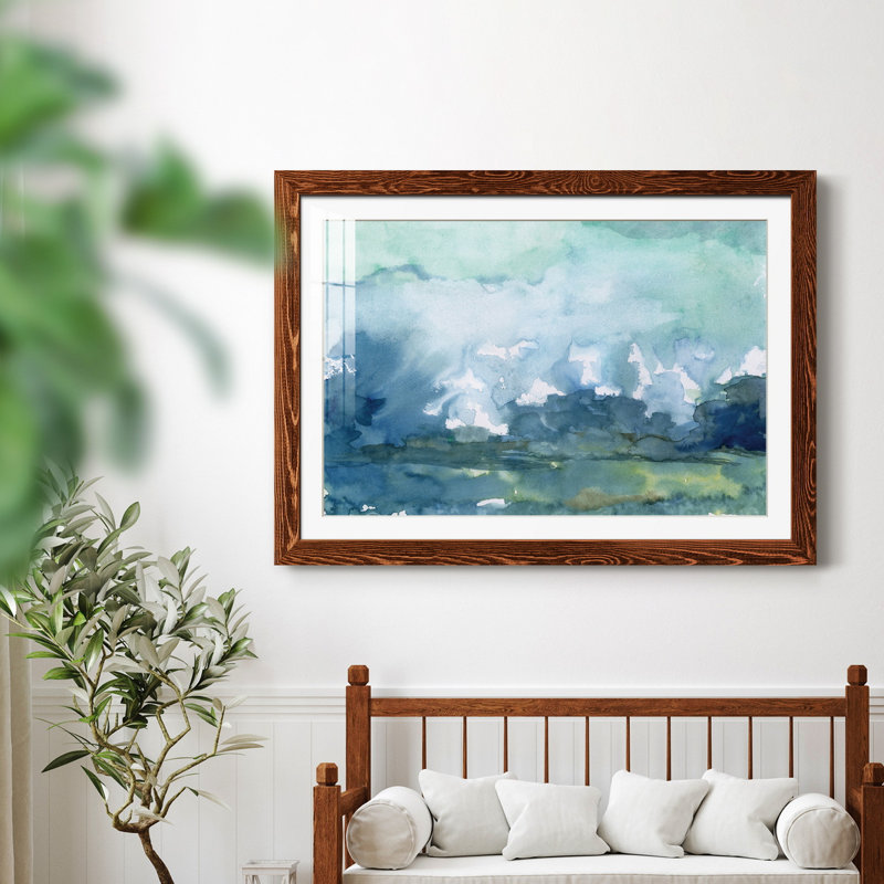 Pluie lointaine - Peinture encadrée, H 31 po x l 44 po x P 0,75 po, Brun, Blanc