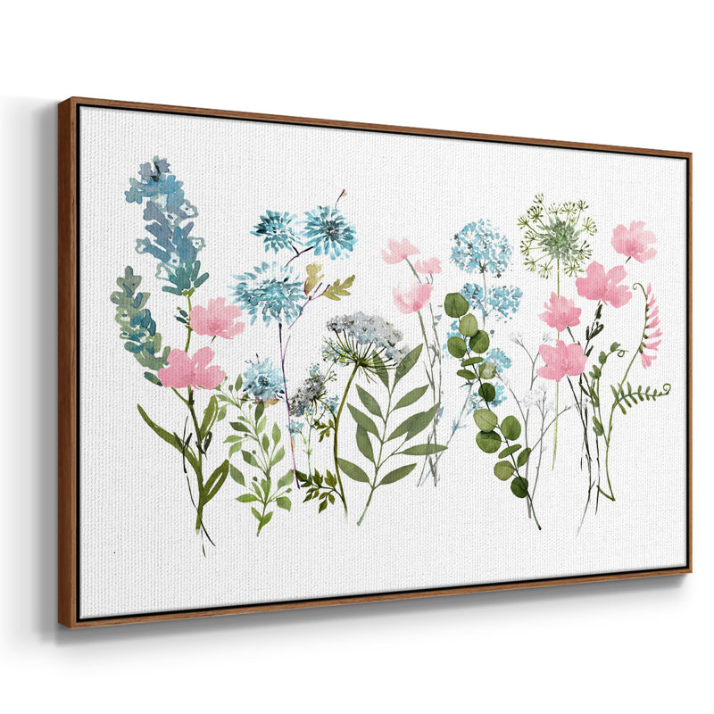 " Spring Meadow ", 17" H x 25" W x 2" D, Walnut Floater Framed Canvas