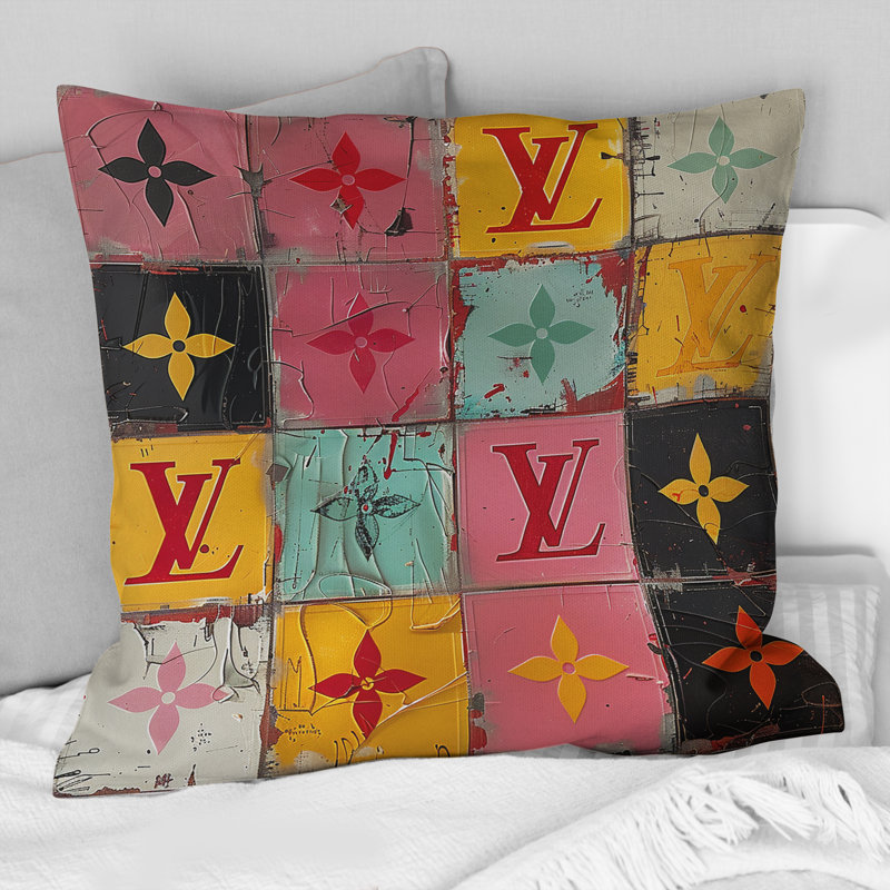 Designer à damier Fashion II - Coussin tendance, 18" x 18", Carrée