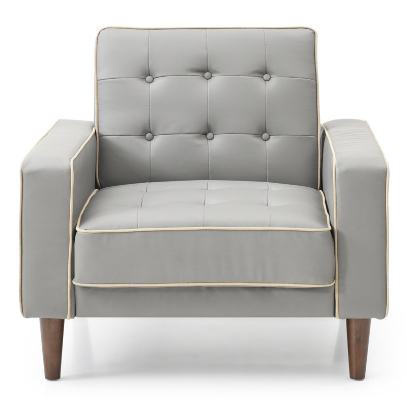 Chaise rembourrée Woodmere, Similicuir gris pâle