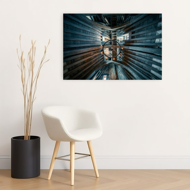 Moody plafond en bois rustique, impression d'art mural, H 24 po x l 36 po