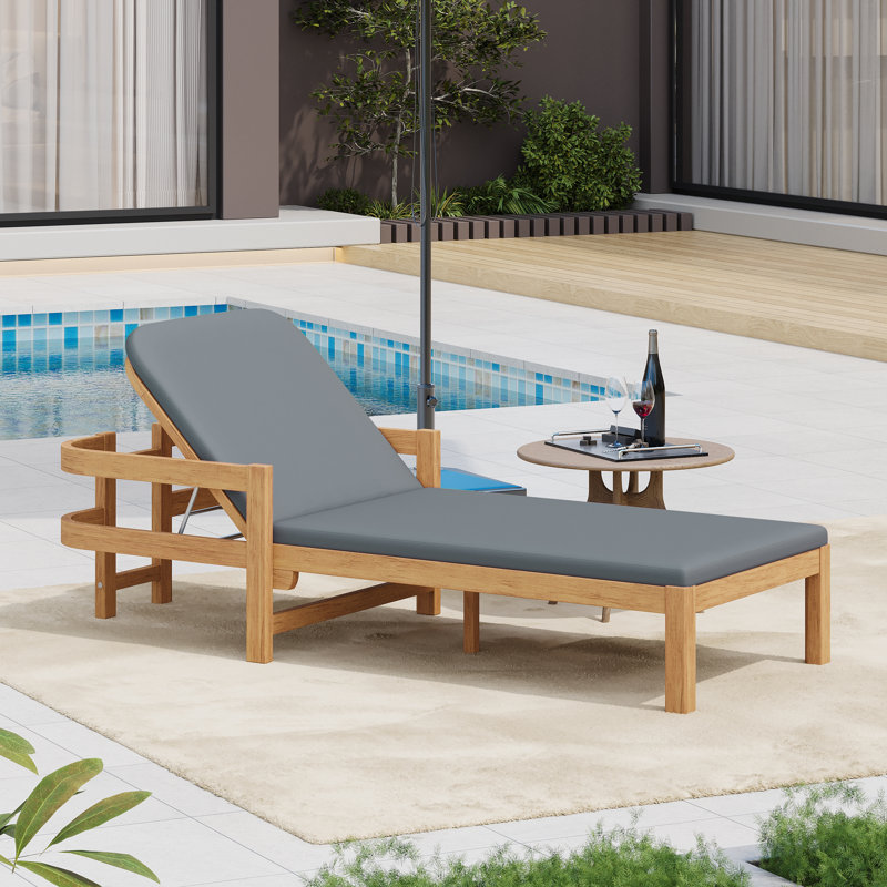 Chaise longue d'extérieur en acacia pour pelouse ou bord de piscine