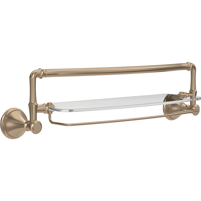 Tablette en verre 18 po avec barre à serviettes Cassidy, Bronze-Champagne lustré, H 5,7 po x l 18 po x P 6 po