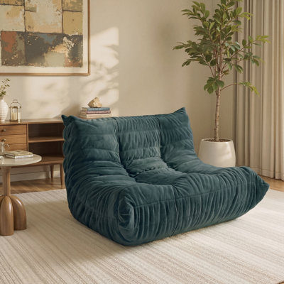Fauteuil à billes pour adultes - Causeuse en mousse viscoélastique avec tissu de luxe (vert foncé)