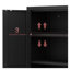 Armoire de rangement en métal noir avec étagères ajustables et portes aérées pour cuisine ou bureau