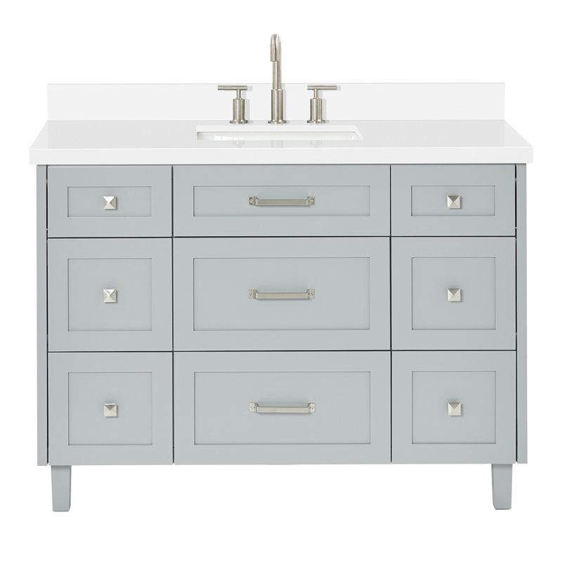 Meuble-lavabo simple 49 po ARIEL Monroe, Gris, 48" - 49", Pure White Quartz