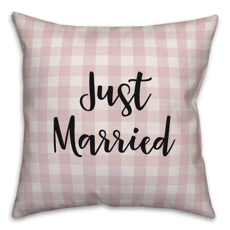  Coussin Just Just Married, Rose / Noir, Coussin décoratif