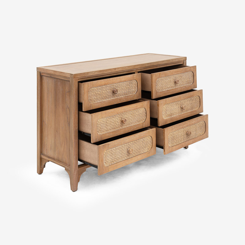 Lurian - Commode 6 tiroirs en rotin, Brun