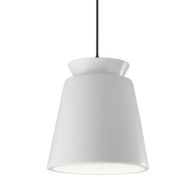Luminaire suspendu conique à 1 lumière Logan, Blanc brillant, Matte Black, Non