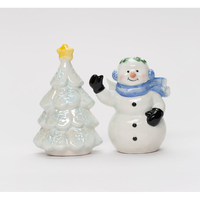Ensemble de sel et poivre bonhomme de neige avec arbre de Noël Cosmos