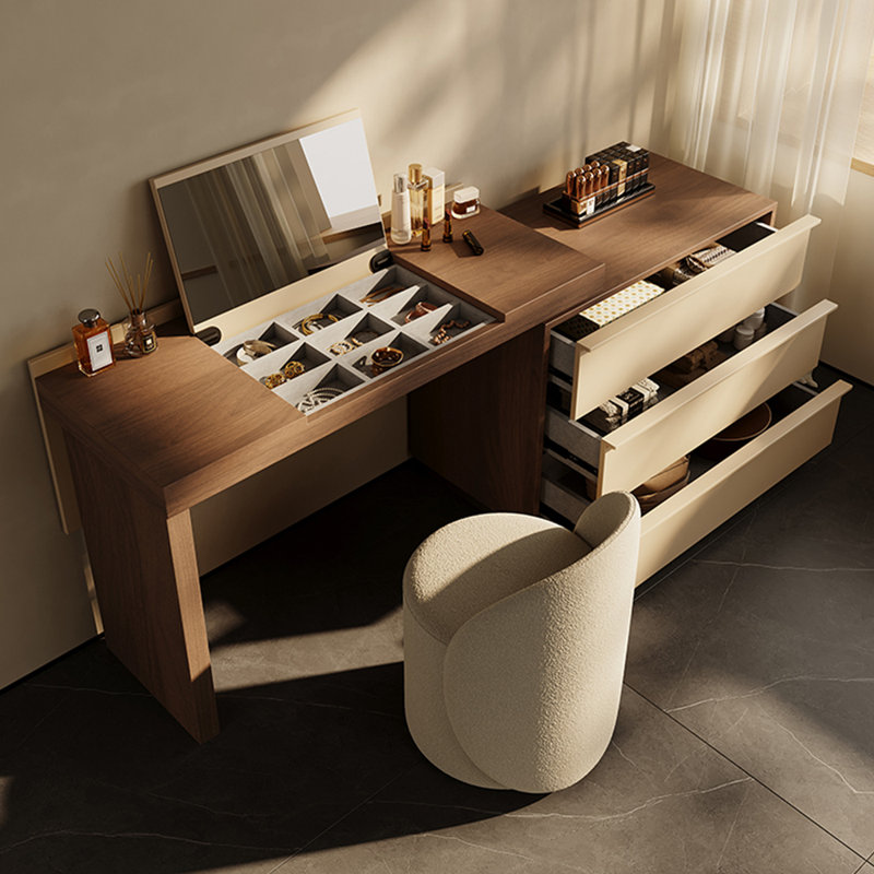 Table de maquillage en bois massif Clamshell