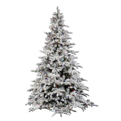 Utica Flocked Fir Artificial Christmas Tree with Multicolored Light