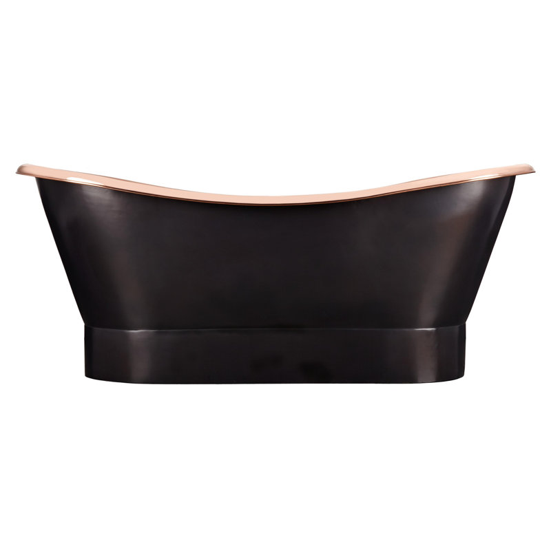 Thaine 70" Copper Soaking Double Slipper Freestanding Tub with Rolled Rim - Less Drain