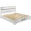 2 très grand lit plateforme avec rayures scintillantes, base à lattes de rangement en bois blanc et 2 tiroirs avec poignées en strass, Grandeur de chambre à coucher