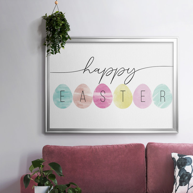 Joyeuses Pâques, art textuel sur toile encadré, Argent, H 30 po x l 44 po x P 1,5 po