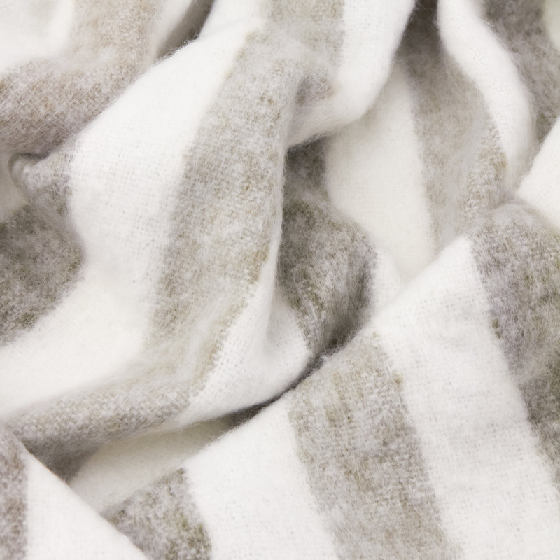 Beechwood Machine Woven Throw Blanket, Grey/White Striped