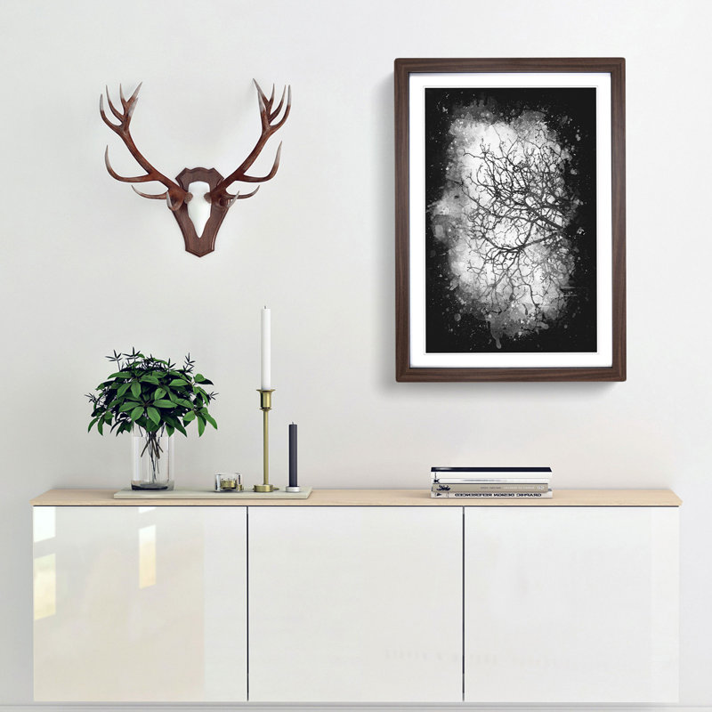 'Bare Tree' - Picture Frame Graphic Art Print, 45cm H x 33cm W x 2cm D, Walnut Framed