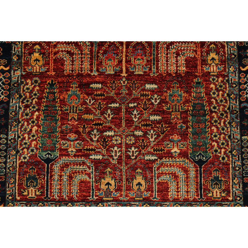 Tapis traditionnel rouge et bleu marine 3x5