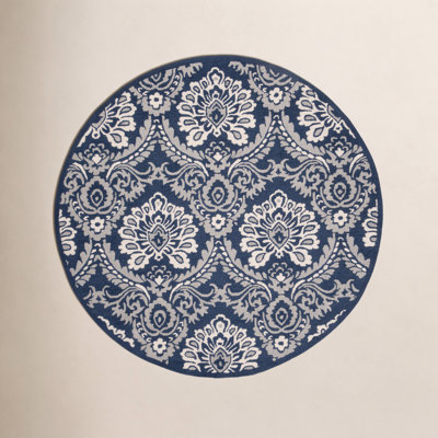 Tansy Navy Ivory Hand-Tufted Wool Rug