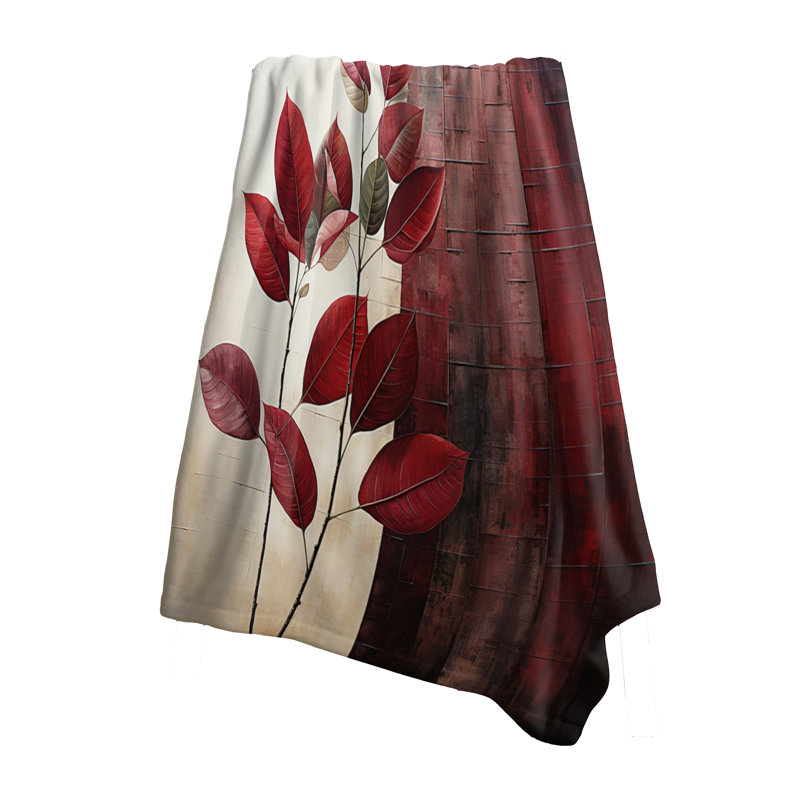 Jeté Bordeaux Bold Leaf II - Leaves