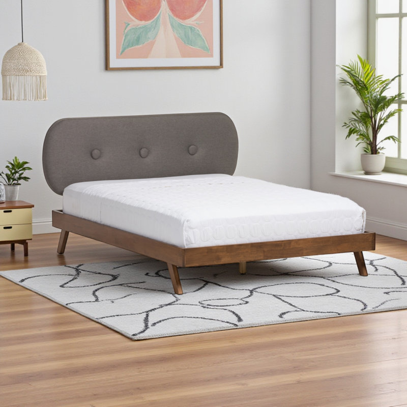 Polyester Weitzel, lit plateforme très grand, gris, H 42,72 po x l 86,39 po x L 87,6 po, gris, Très grand