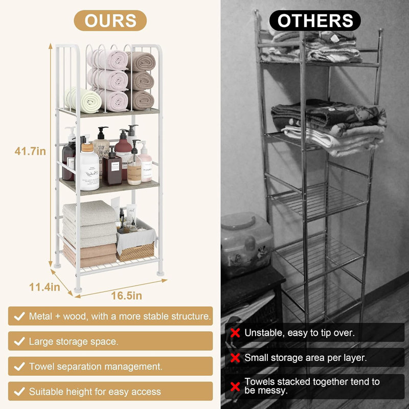 16.5 " Iron and MDF Freestanding Towel Rack