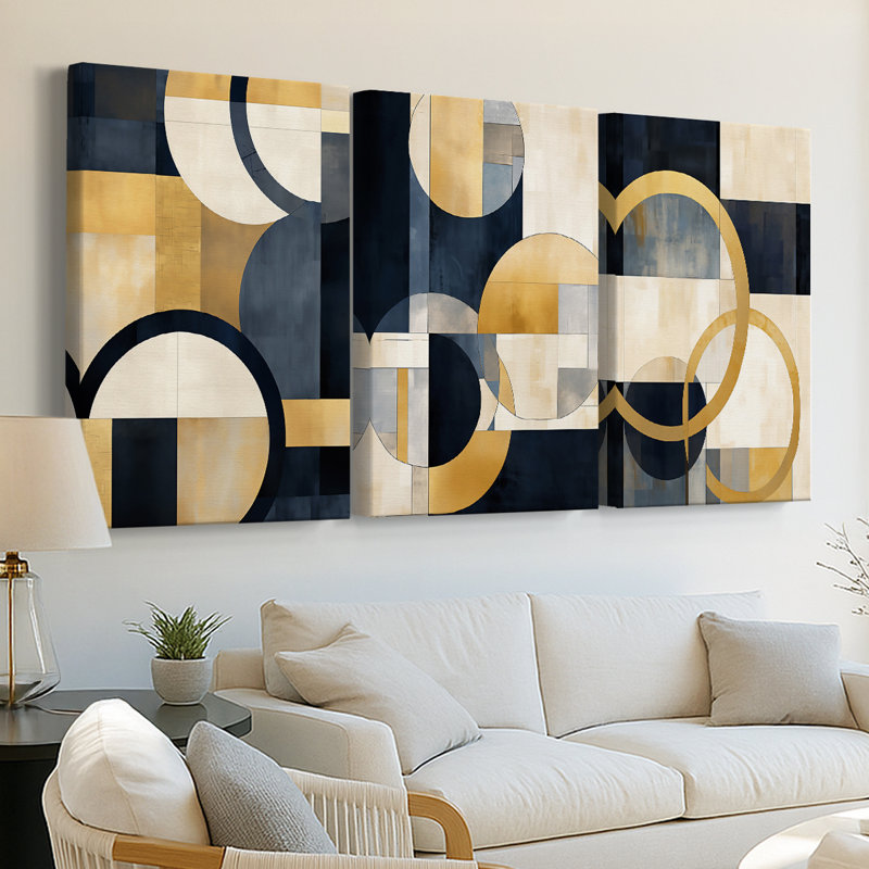 ABSTRACT Series DLXII  -Custom Wrapped Gallery Canvas - 3 Pieces, 36" H x 72" W