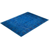 Overdyed Hand-Knotted Wool Modern-Contemporary Navy Area Rug 8' 0" x 10' 3"